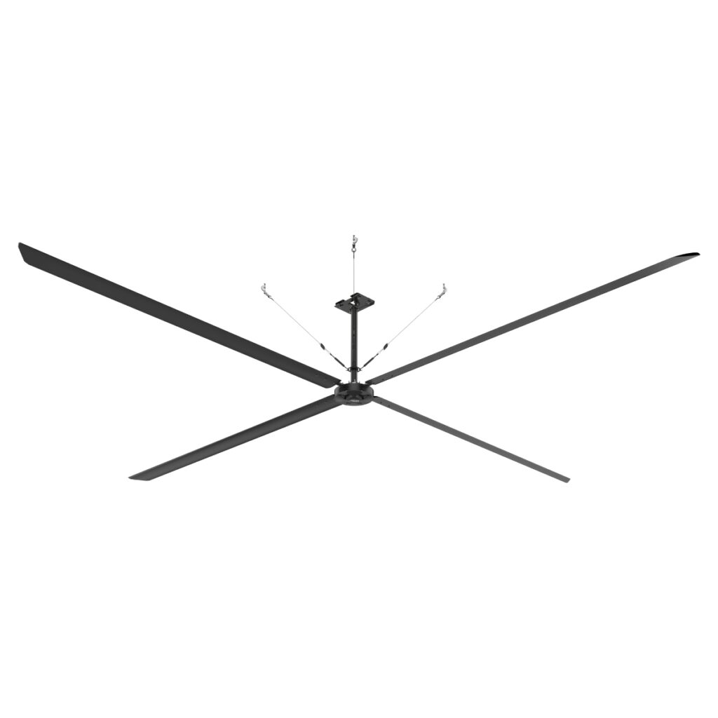 Déstratificateur Hunter ECO à quatre longues pales aluminium, vue produit sur fond blanc