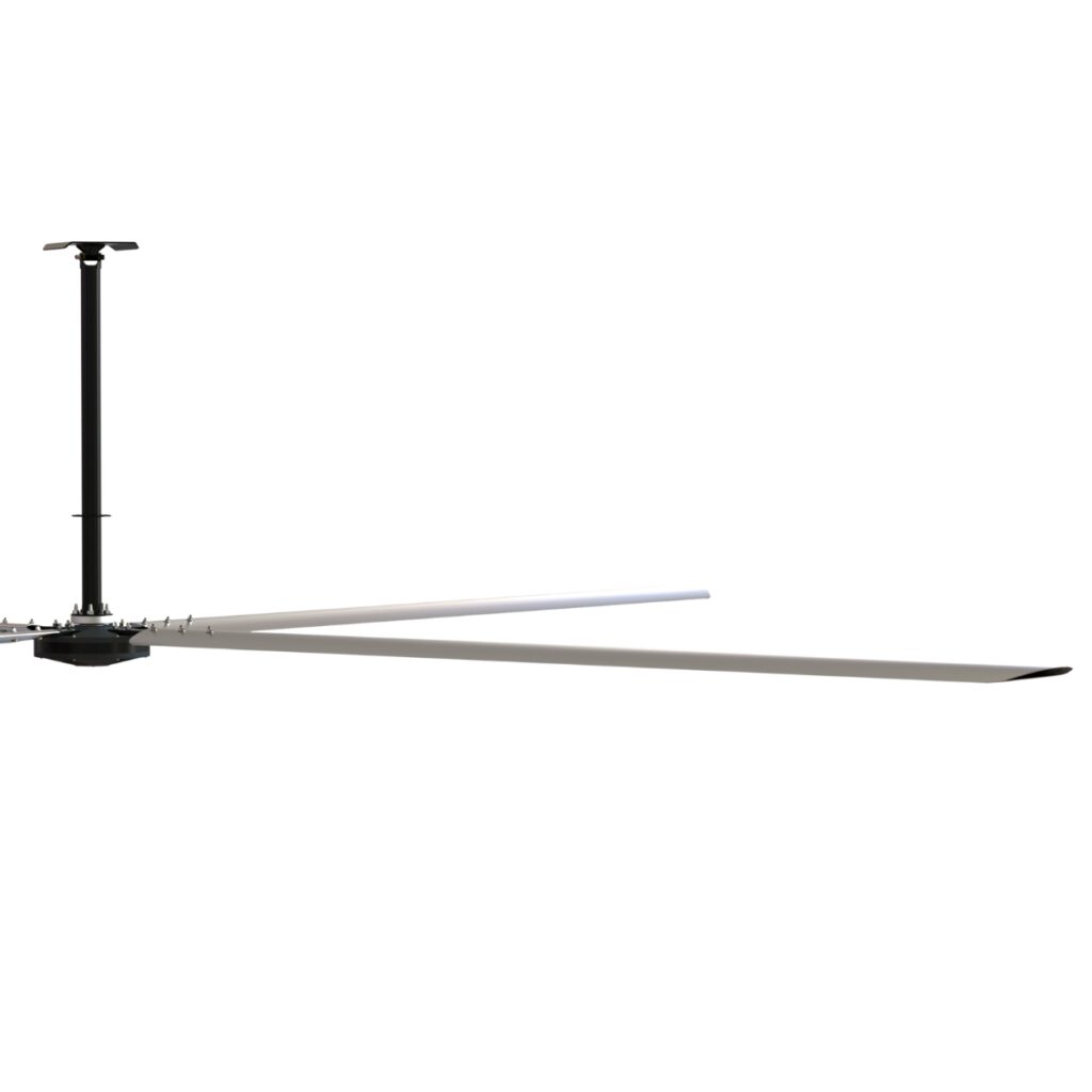 Pales aluminium d'un déstratificateur Hunter ECO vues de profil, vue produit sur fond blanc