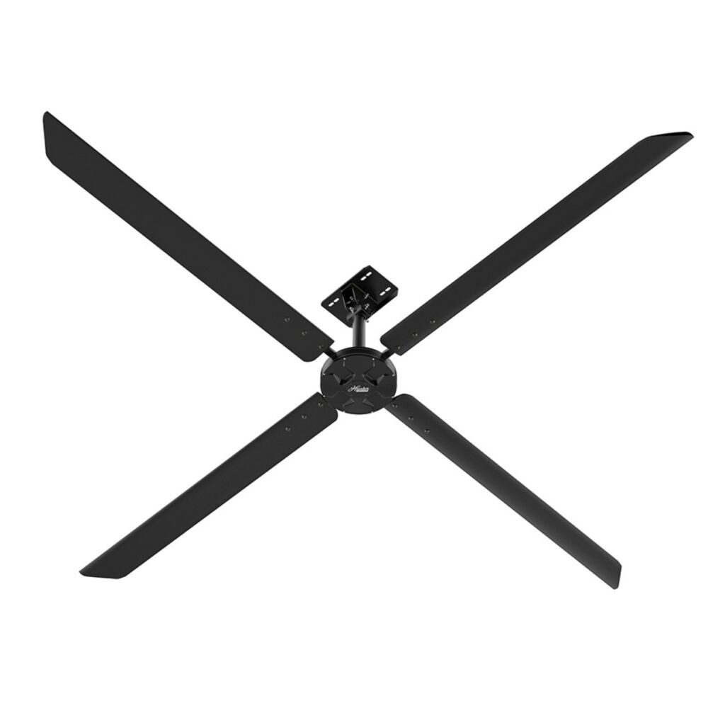 Déstratificateur Hunter RM 240 V monophasé à quatre pales noires, vue de dessus du rotor