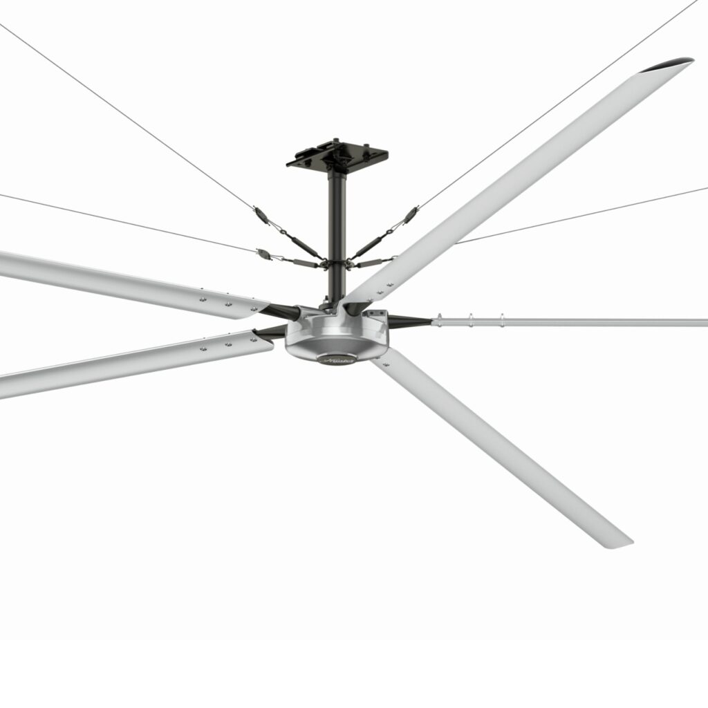 Déstratificateur Hunter Titan à six pales aluminium, vue produit en perspective sur fond blanc
