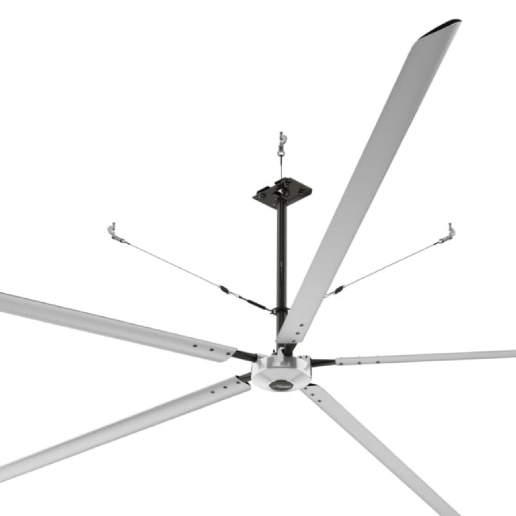 Déstratificateur Hunter Titan à cinq pales aluminium, vue produit de dessous sur fond blanc