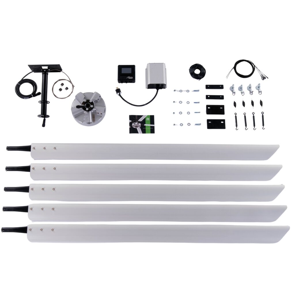 Kit d'installation Hunter Titan à plat : moteur, contrôleur, visserie et cinq pales