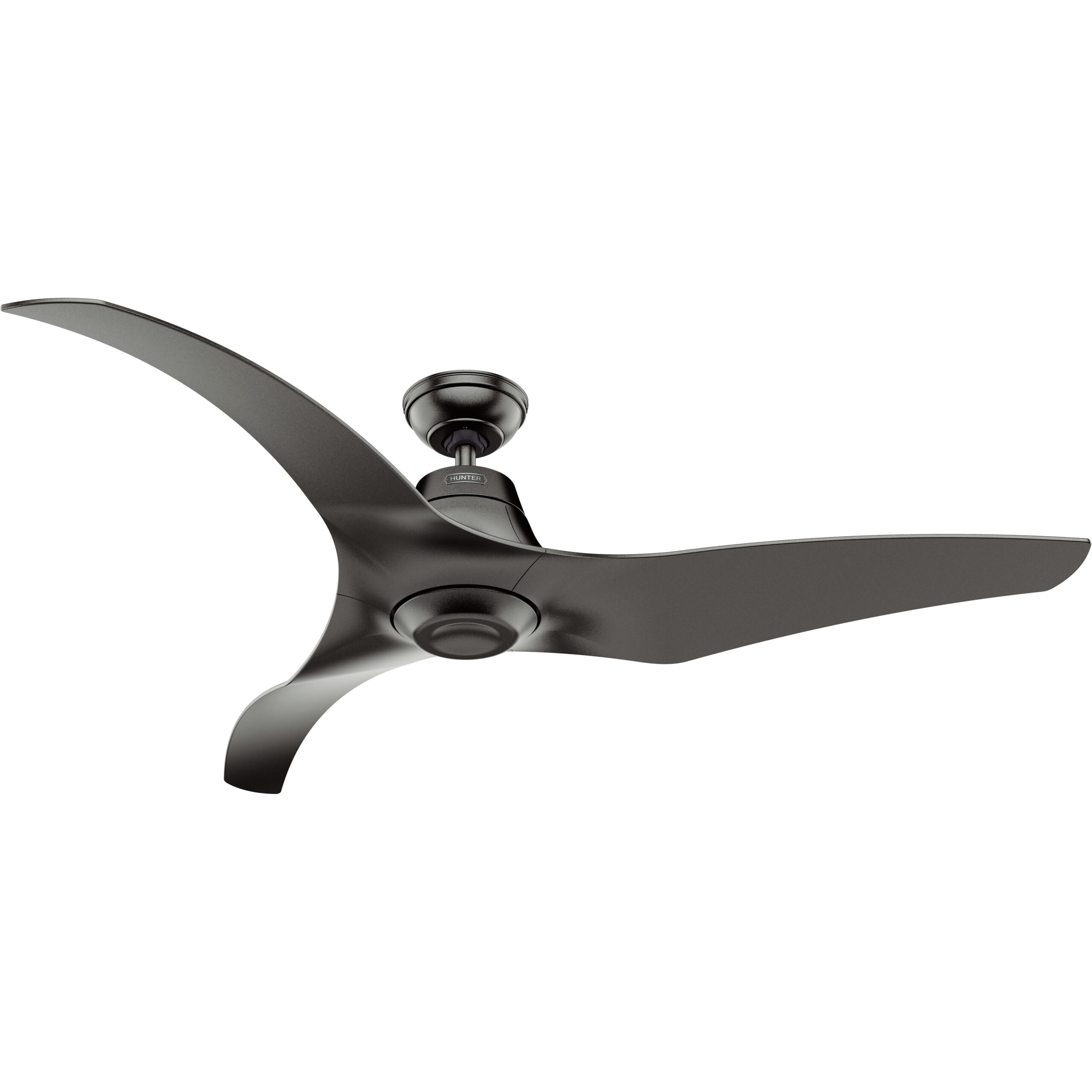 Ventilateur de plafond Hunter Stingray 152 cm finition granit, trois pales vues de trois quarts